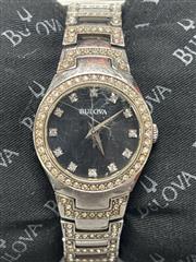 USED BULOVA Lady's Wristwatch 96L170 SCRATCHES ON CRYSTAL